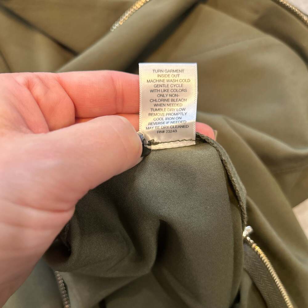 New York & Company Olive Green Sleeveless Zip-Front Utility Sheath Dress Sz 6 - Picture 5 of 7